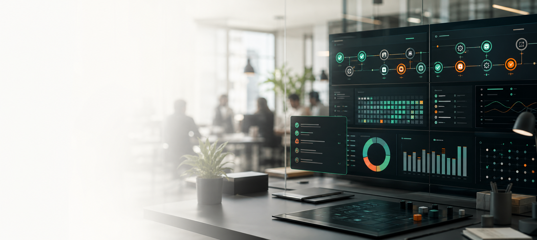 Quality engineering dashboard with automated test gates and AI-assisted delivery signals